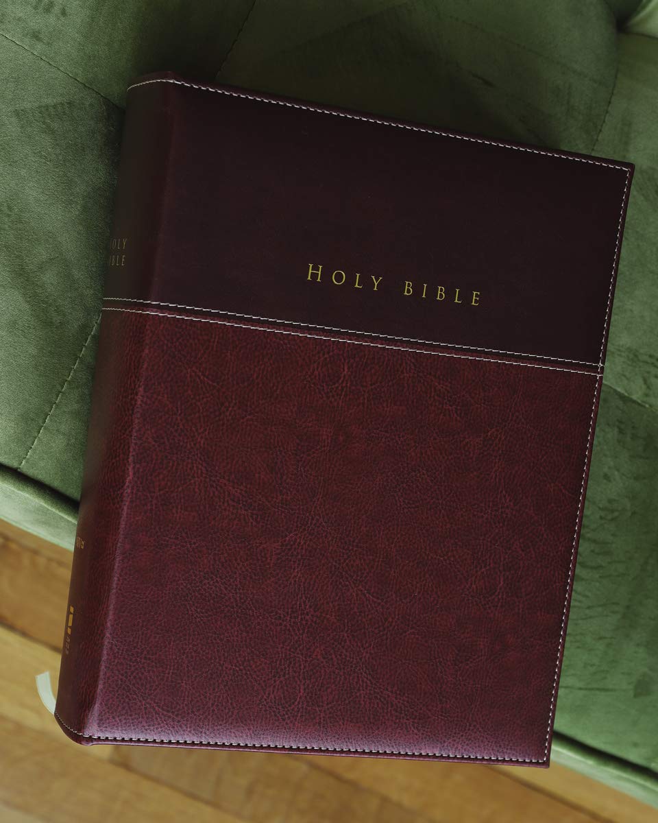 Holy Bible: New International Version Burgundy Italian Duo-Tone Keepsake Edition Family Bible Imitation Leather – Large Print