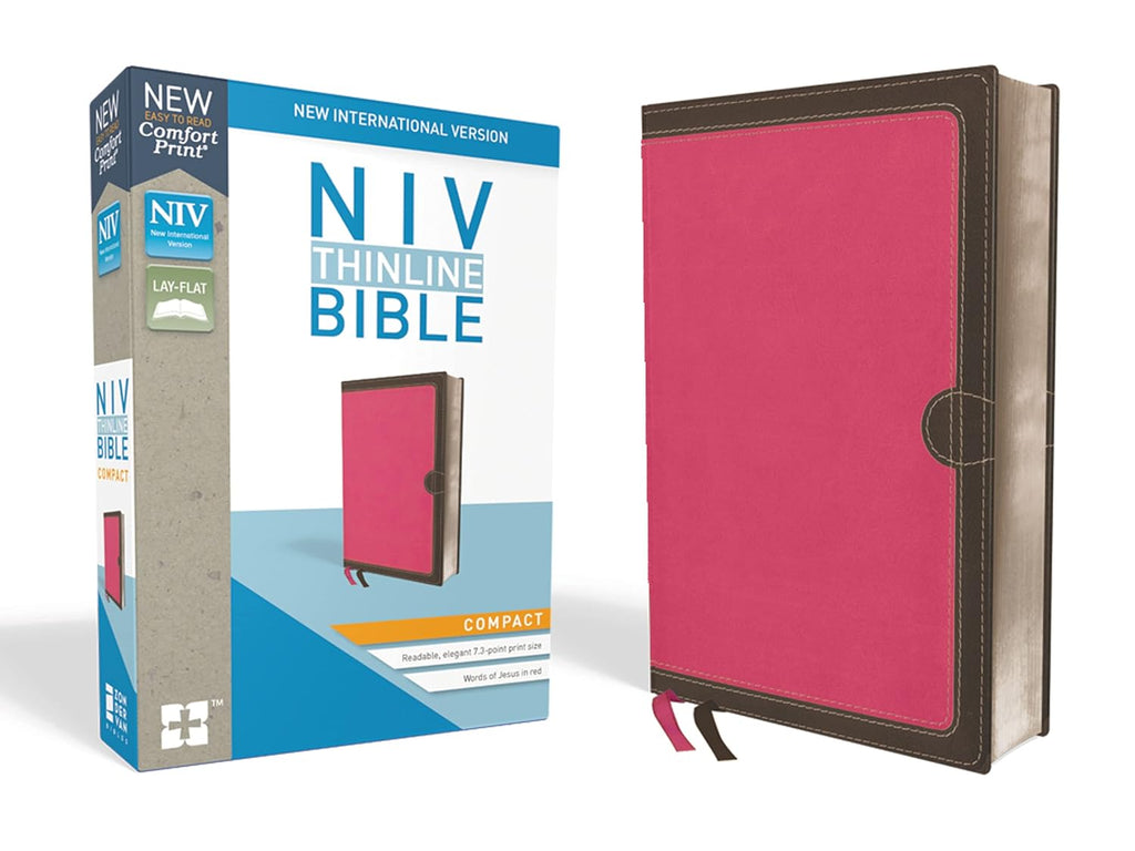 NIV, Thin line Bible, Compact, Imitation Leather, Pink/Brown, Red Letter Edition Imitation Leather