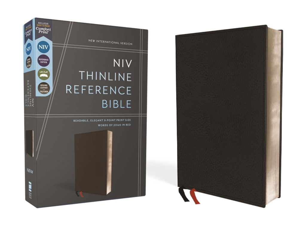 Holy Bible: New International Version, Black, Premium Leather Calfskin, Red Letter Edition Leather Bound