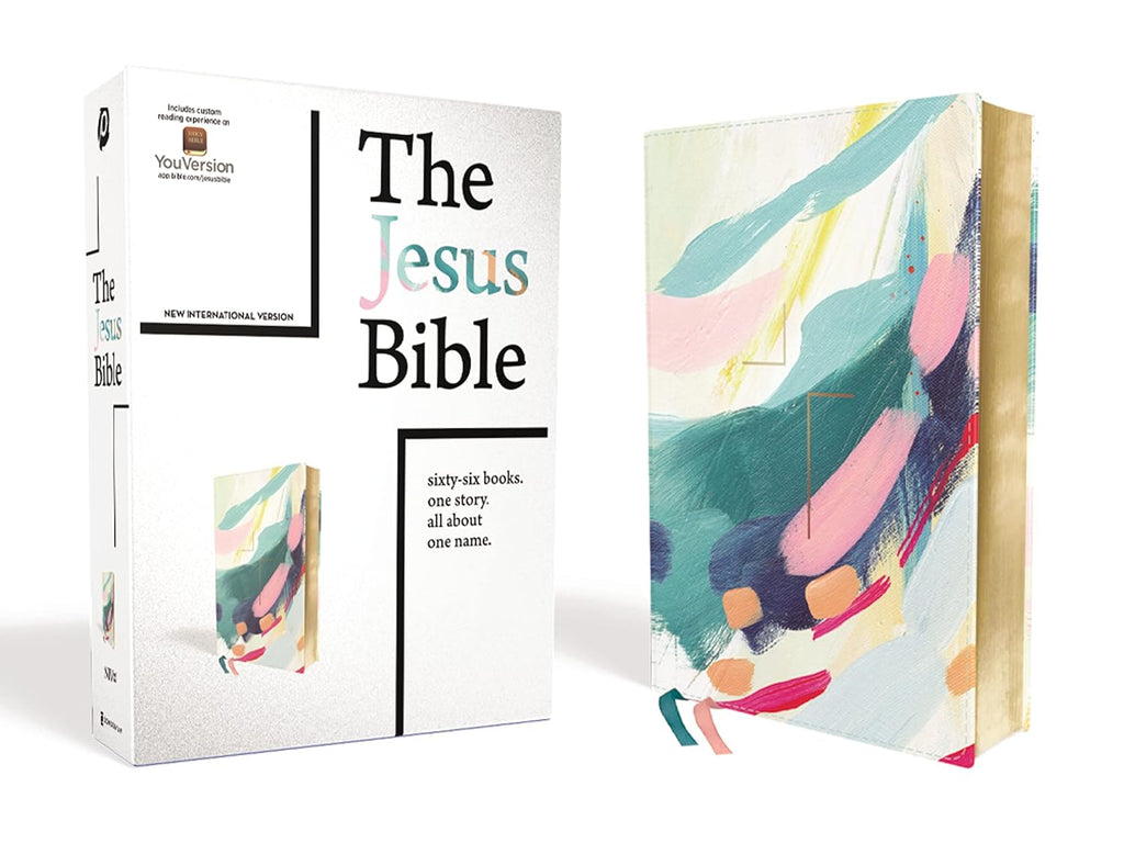JESUS BIBLE NIV EDITION: New International Version, Multi-Color / Teal, Leather soft, Study, Comfort Print Imitation