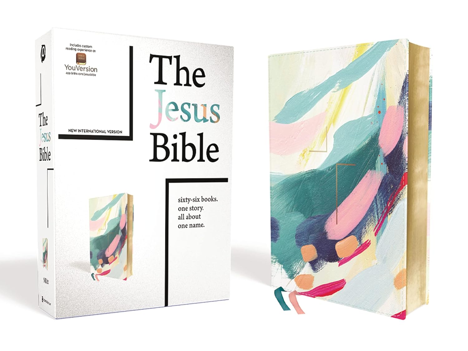 JESUS BIBLE NIV EDITION: New International Version, Multi-Color / Teal, Leather soft, Study, Comfort Print Imitation