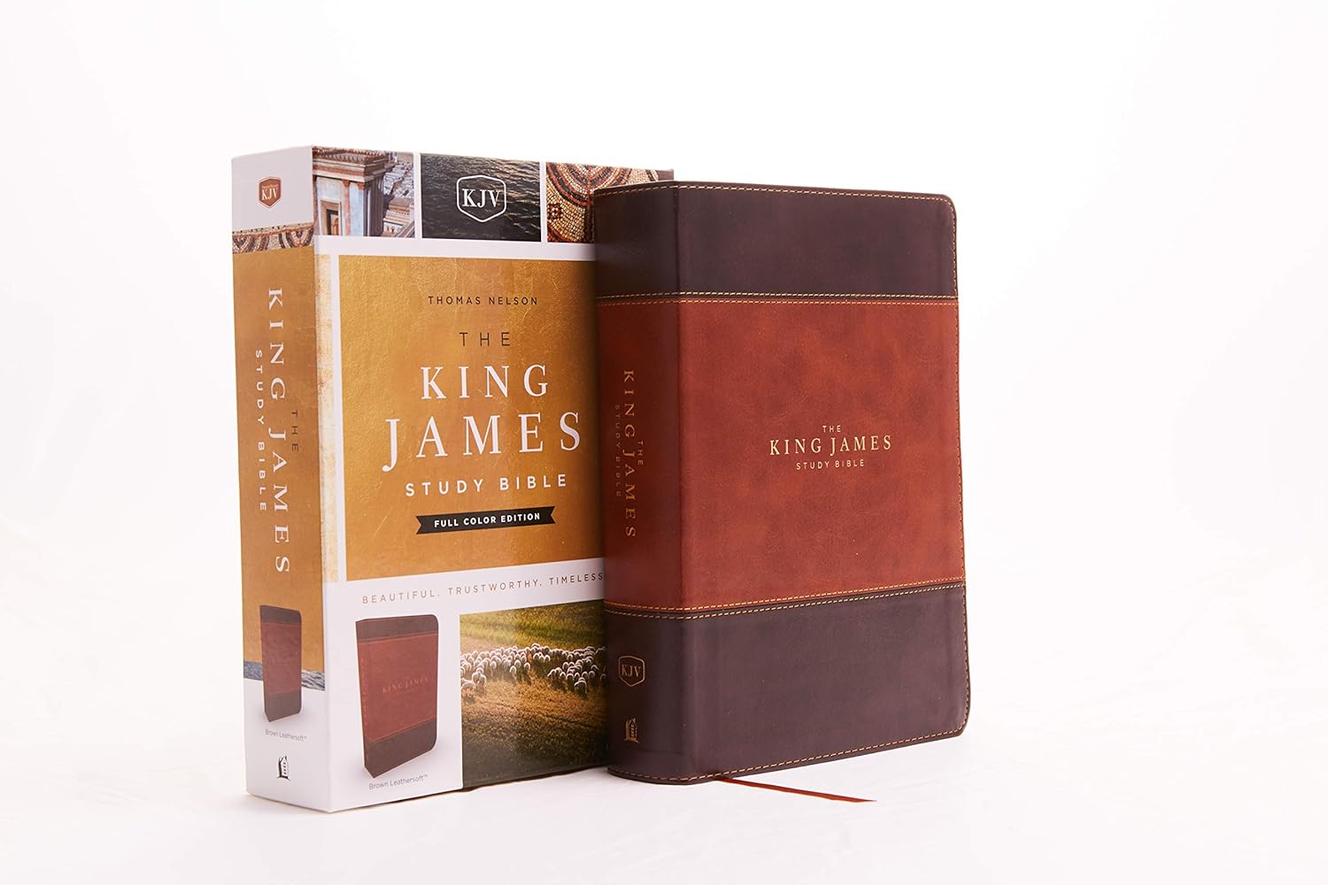 KJV, The King James Study Bible, Leather soft, Brown, Red Letter, Full-Color Edition: Holy Bible, King James Version Imitation Leather