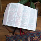 NKJV, Reference Bible, Classic Verse-by-Verse, Center-Column, Genuine Leather, Brown, Red Letter, Comfort Print Leather Bound